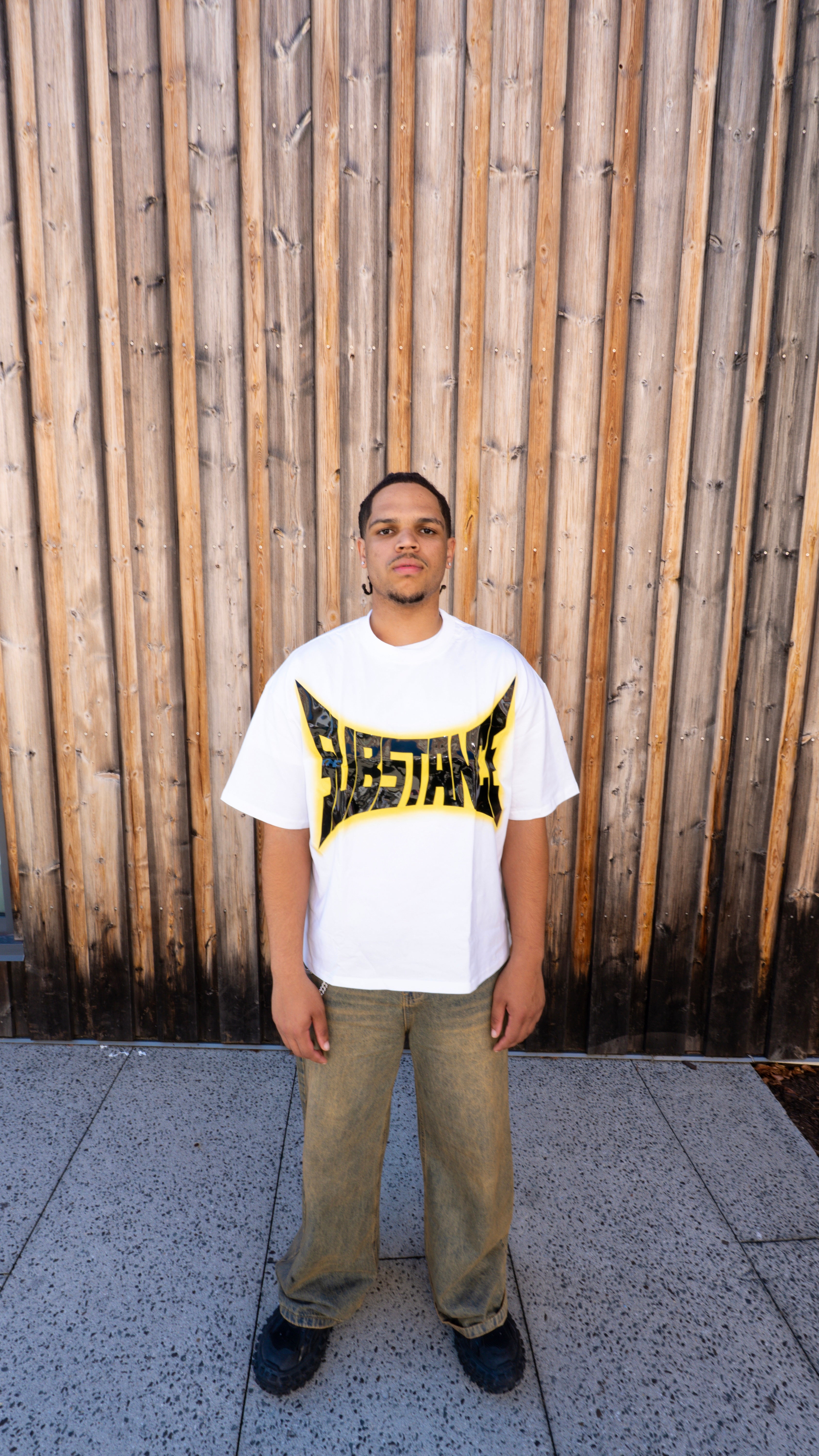 Yellow substance letter tee